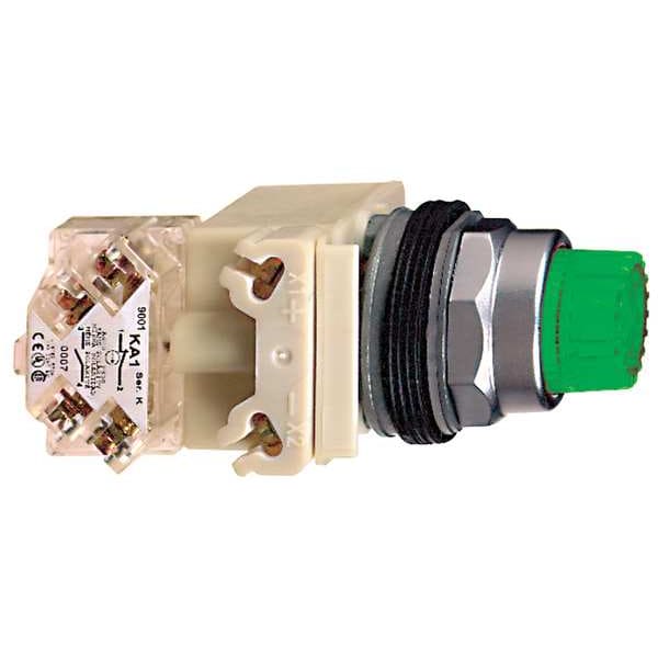 Botón de presión iluminado Schneider Electric, 30 mm, 1NA/1NC, Verde - 9001K2L38LGGH13
