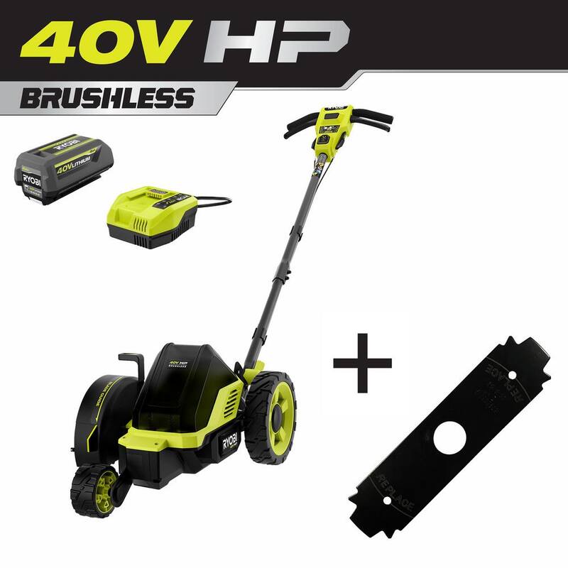 RYOBI 40V HP Brushless 9 in. Edger w/ Extra Edger Blade, 4.0 Ah Battery and Charger - RY40760-AC