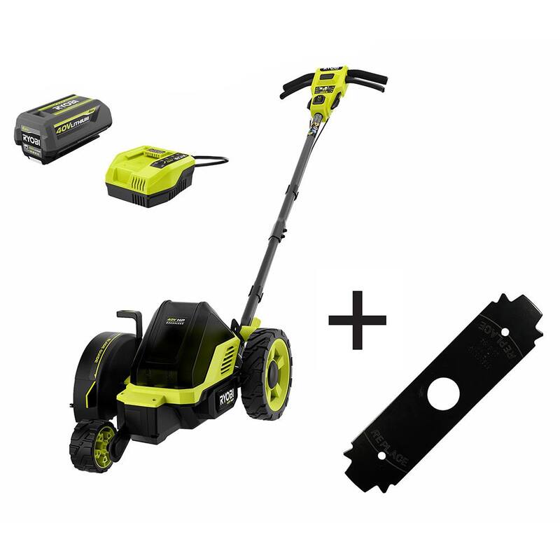 RYOBI 40V HP Brushless 9 in. Edger w/ Extra Edger Blade, 4.0 Ah Battery and Charger - RY40760-AC