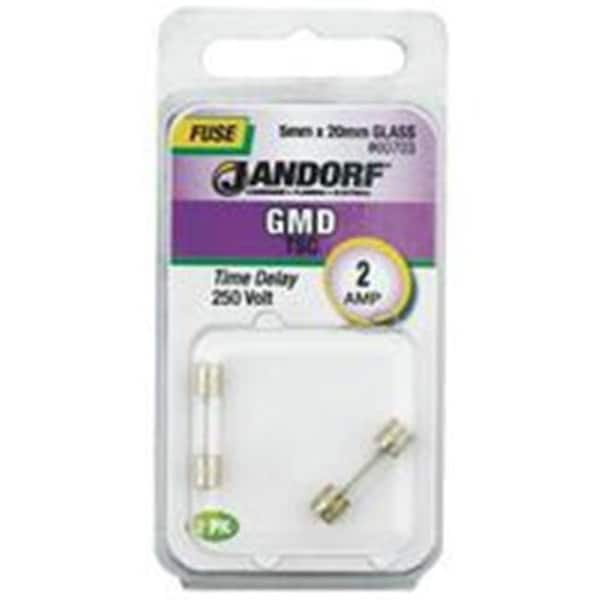Jandorf Medium-Voltage Fuse, GMD Series, 2A, Time-Delay, 250V AC, Cylindrical - 3398724