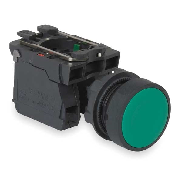 Botón pulsador no iluminado Schneider Electric, 22 mm, 1NA/1NC, Verde - XB5AA35