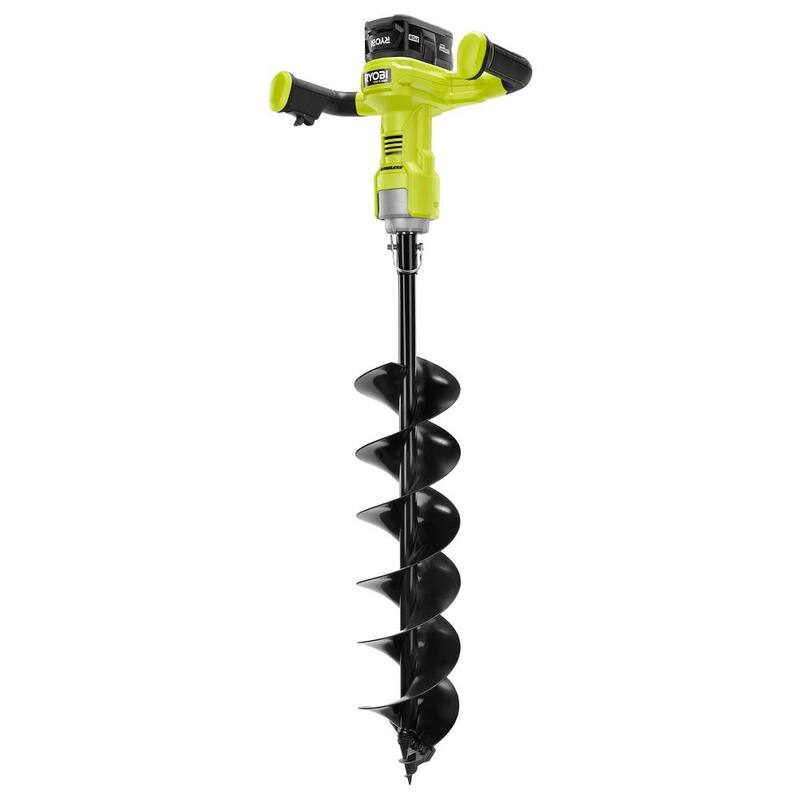 RYOBI ONE+ HP 18V Brushless Cordless Earth Auger with 4 in. and 6 in. Bit with 4.0 Ah Battery and Charger - P2930-4