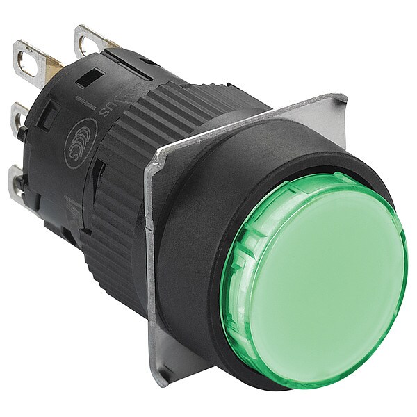 Botón pulsador iluminado Schneider Electric, 16 mm, SPDT, Verde - XB6EAW3B1P