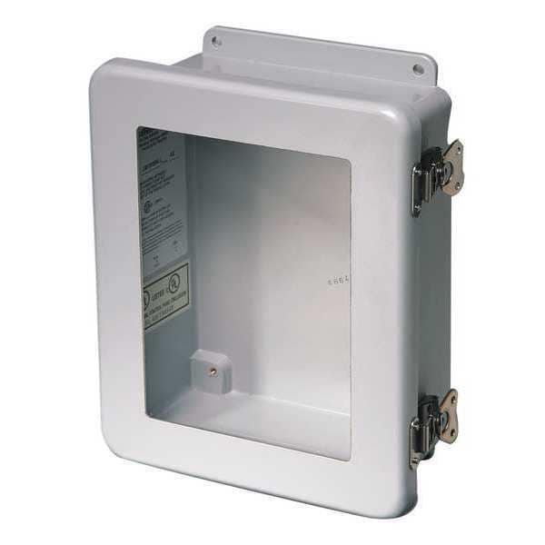 Wiegmann Fiberglass Electrical Enclosures, 13-1/2 in H, 5.94 in D, 12 in W, NEMA 4X, 6P, 12, Hinged - HW-J141206CHTLW