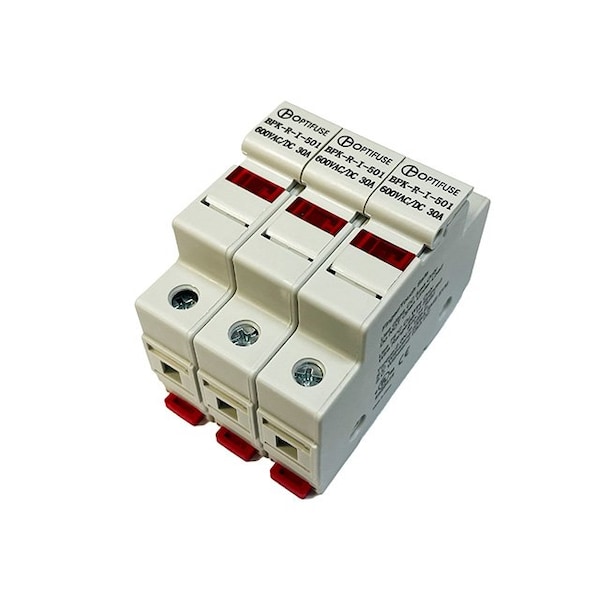 Optifuse 3 Pole Fuse Block for Class CC Fuses - LED, 600V 30A - BPK-R-I-503
