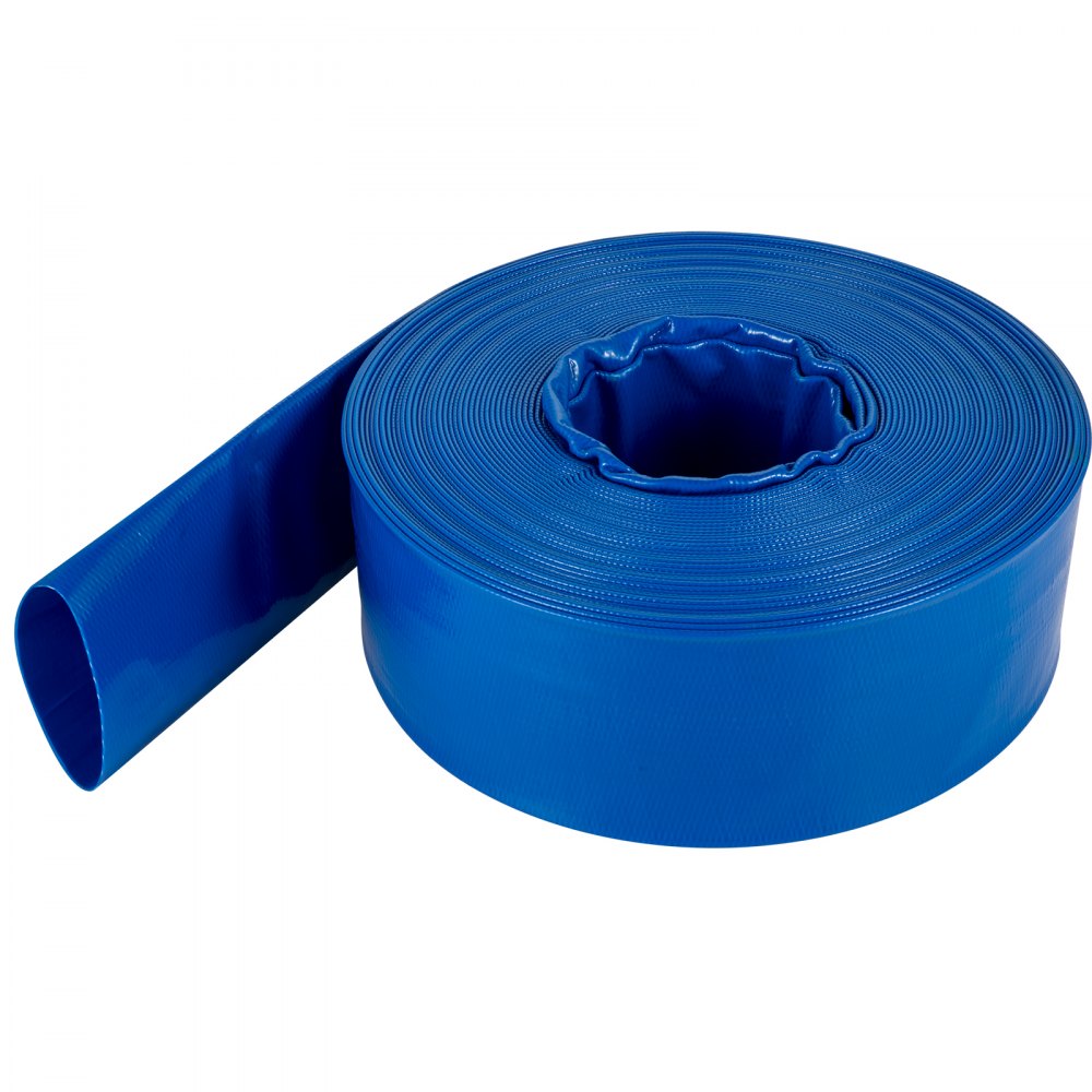 VEVOR Discharge Hose, 3" x 53', PVC Lay Flat Hose, Heavy Duty Backwash Drain Hose with Clamps, Weather-proof & Burst-proof, Ideal for Swimming Pool & Water Transfer, Blue - YCFCXR3X50PVCONA0V0