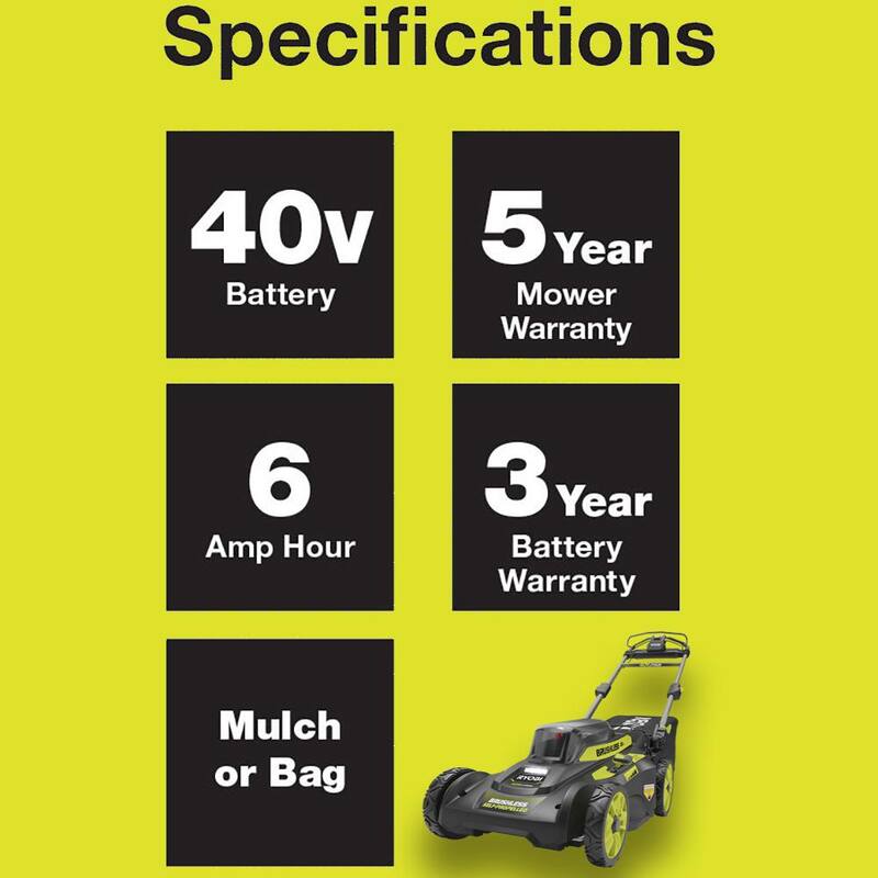 RYOBI 40V Brushless 20 in. Cordless Battery Walk Behind Self-Propelled Mower with 6.0 Ah Battery and Charger - RY401120