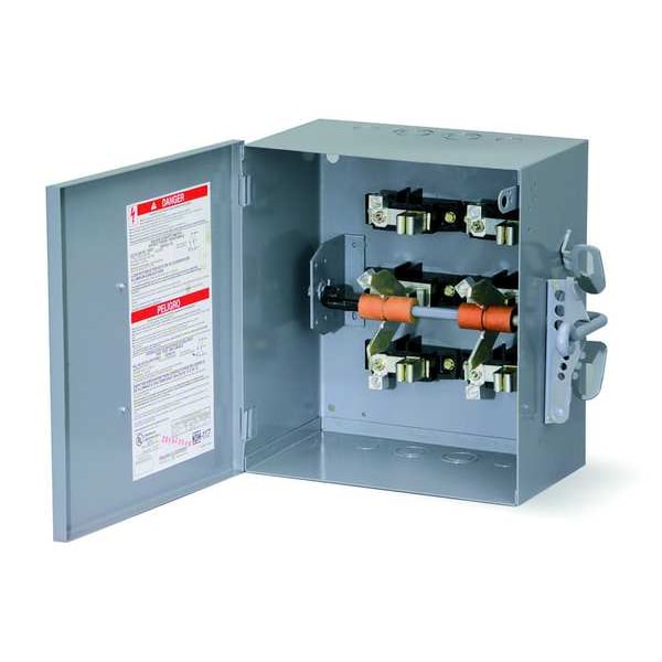 Interruptor de seguridad cuadrado D no fusible, servicio pesado, 240V CA, 2PDT, 30 A, NEMA 1 - 92251