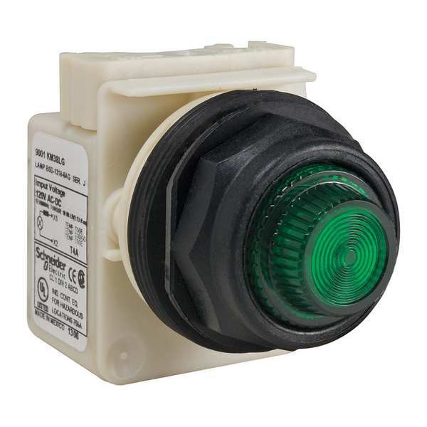 Schneider Electric Luz piloto, LED, verde, 120V, Lente Fresnel - 9001SKP38LGG31