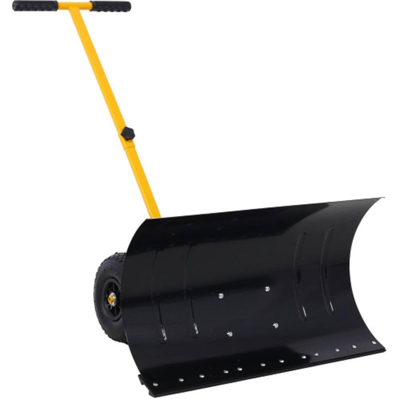ITOPFOX 47 in. Snow Cordless Shovel with Wheels and Cushioned Angle Handle, Snow Pusher, Tool 29 in. Blade and 10 in. Wheels - HDPH002OT007
