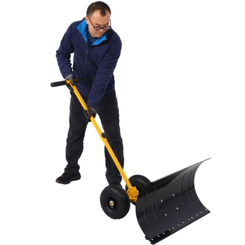 ITOPFOX 47 in. Snow Cordless Shovel with Wheels and Cushioned Angle Handle, Snow Pusher, Tool 29 in. Blade and 10 in. Wheels - HDPH002OT007