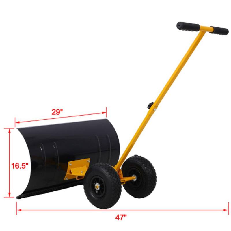 ITOPFOX 47 in. Snow Cordless Shovel with Wheels and Cushioned Angle Handle, Snow Pusher, Tool 29 in. Blade and 10 in. Wheels - HDPH002OT007