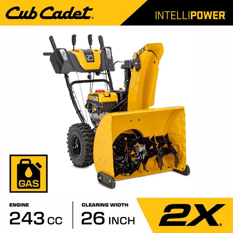 Cub Cadet 2X 26 in. 243cc IntelliPower Two-Stage Electric Start Gas Snow Blower with Power Steering and Steel Chute - 2X 26 IP