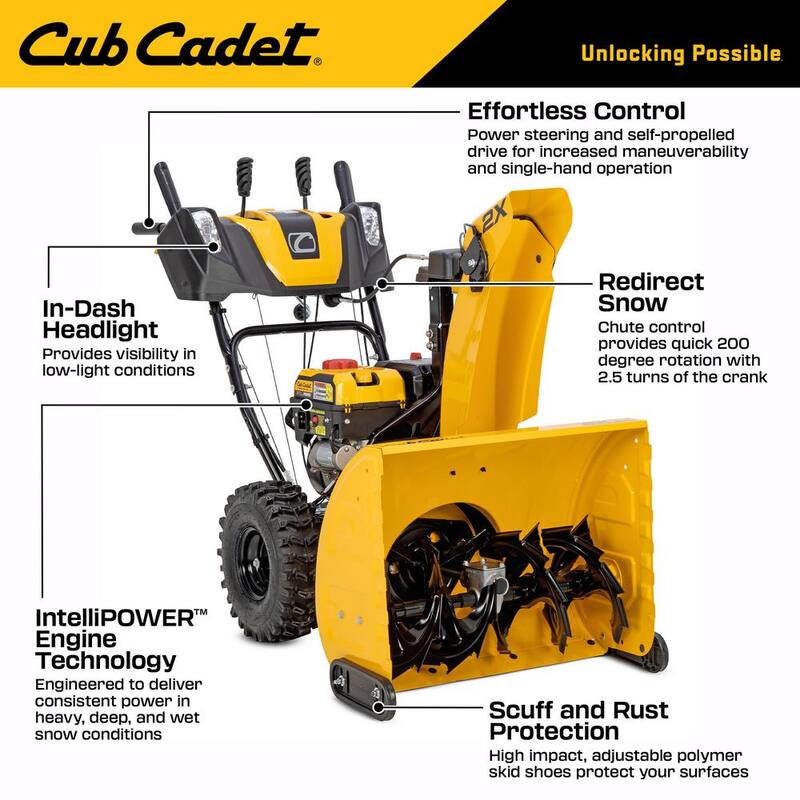 Cub Cadet 2X 26 in. 243cc IntelliPower Two-Stage Electric Start Gas Snow Blower with Power Steering and Steel Chute - 2X 26 IP