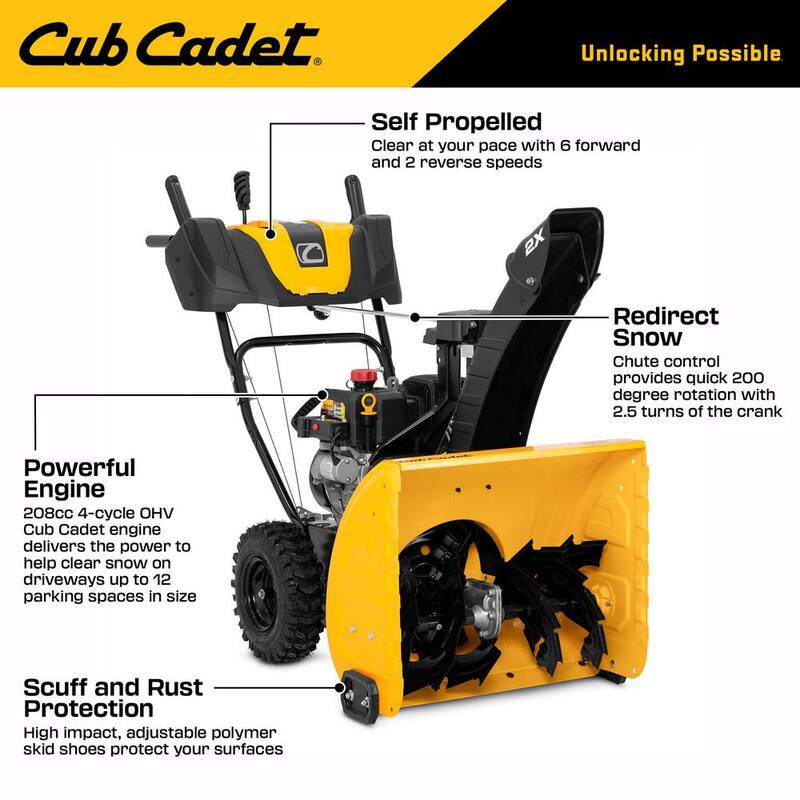 Cub Cadet 2 in. x 24 in. 208 cc Electric Start Gas 2-Stage Snow Blower - 2X 24"