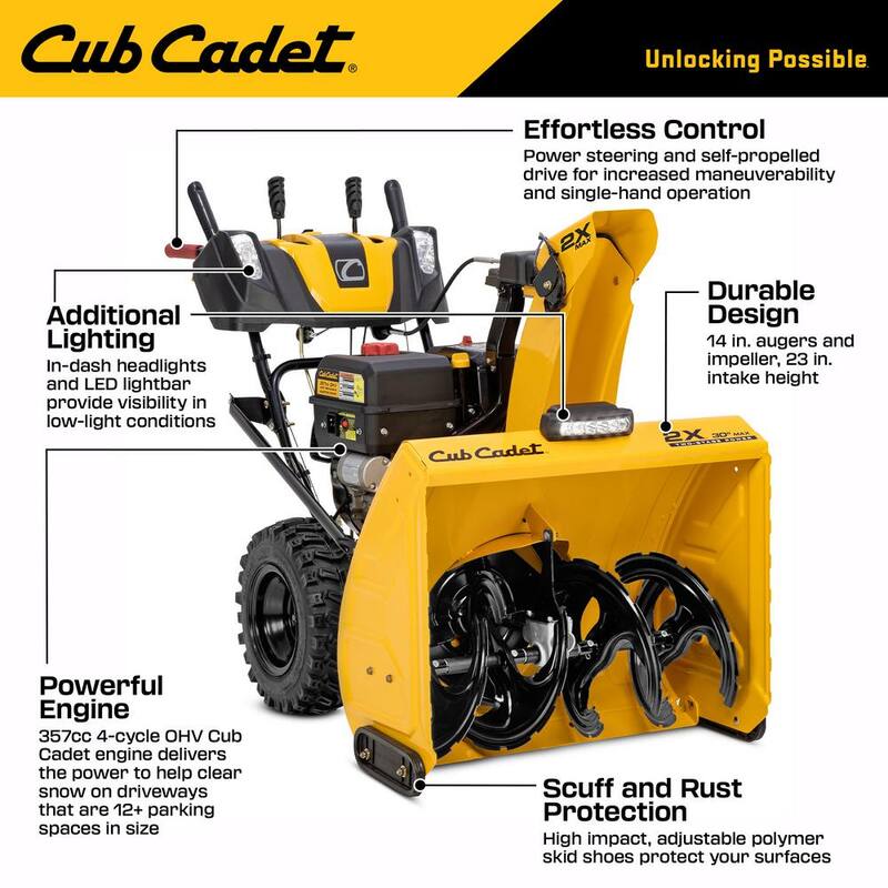 Cub Cadet 2X MAX 30 in. 357cc Two-Stage Electric Start Gas Snow Blower with Steel Chute, Power Steering and Heated Grips - 2X 30 MAX