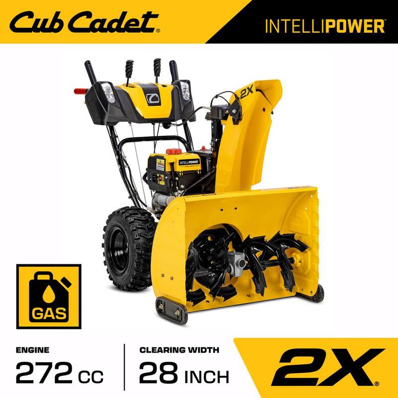 Cub Cadet 2X 28 in. 272cc IntelliPower Two-Stage Electric Start Gas Snow Blower with Power Steering and Steel Chute - 2X 28 IP