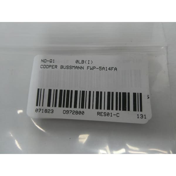 Eaton Bussmann Cartridge Fuse, FWP-A14FA Series, 5A, Fast-Acting, 700V AC, Cylindrical, 10 PK - FWP-5A14FA