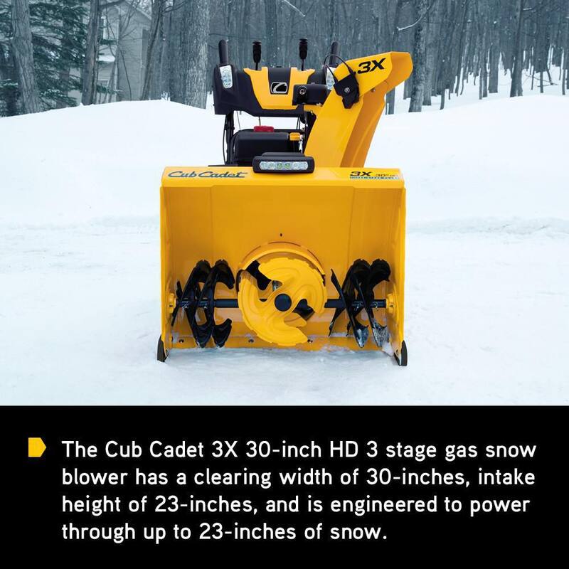 Cub Cadet 3X HD 30 in. 420 cc Three-Stage Gas Snow Blower with Electric Start Steel Chute Power Steering and Heated Grips - 3X 30 HD