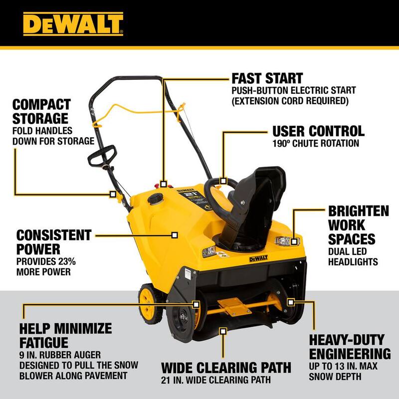 DEWALT 21 in. 208 cc E-Gov Electric Start Gas Single-Stage Snow Blower - 31PM2V6HA38