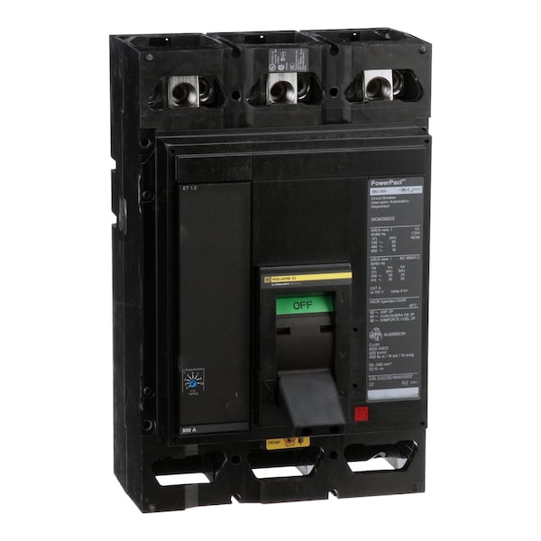 Square D Molded Case Circuit Breaker, MGM Series, 800A, 3 Pole, 600V AC, 65kA at 240V AC - MGM36800