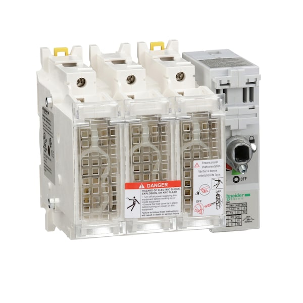 Interruptor de desconexión de fusibles Schneider Electric, 60 A, 600 V, 3 polos - GS2GU3N