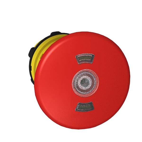 Interruptor de paro de emergencia iluminado Schneider Electric, cabeza de apagado, Harmony XB5, plástico, seta roja de 40 mm, 22 mm, tipo push pull de bloqueo por gatillo, con indicador de estado - ZB5AT8643M.