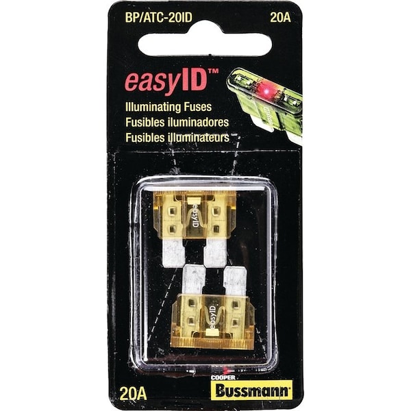 Eaton Bussmann Automotive Fuse, Blade Fuse, 32 VDC, 20 A, 1 kA Interrupt - BP/ATC-20ID