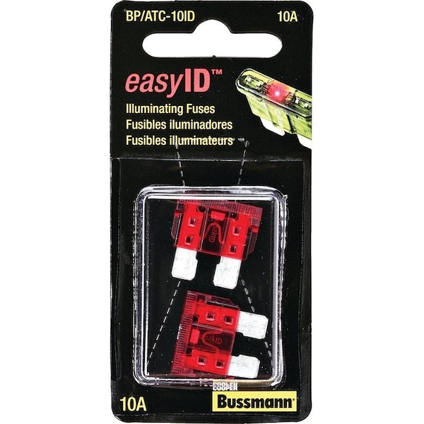 Eaton Bussmann Automotive Fuse, Blade Fuse, 32 VDC, 10 A, 1 kA Interrupt - BP/ATC-10ID