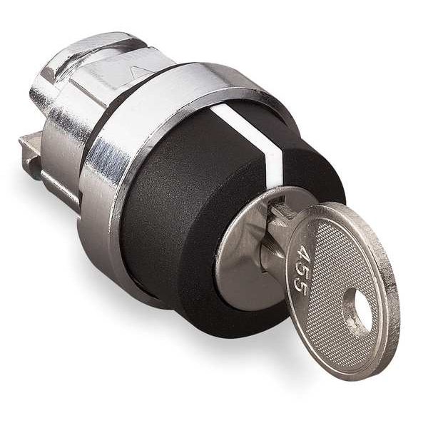 Conmutador selector no iluminado Schneider Electric, 22mm, 3 posiciones, con llave - ZB4BG8
