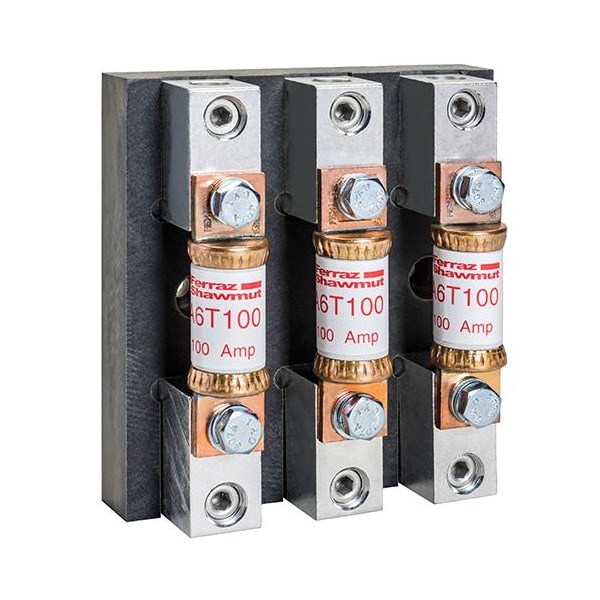Mersen Open Fuse Block, T UL Class, 3 Poles, 600V AC/DC Volt Rating - 61053T