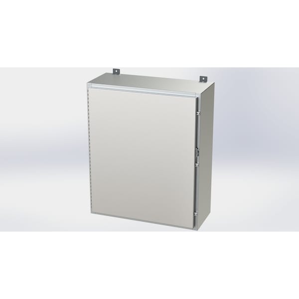 Saginaw Control & Engineering 304 Stainless Steel Electrical Enclosures, 36 in H, 12 in D, 30 in W, NEMA 4X, Hinged - SCE-36H3012SSLP