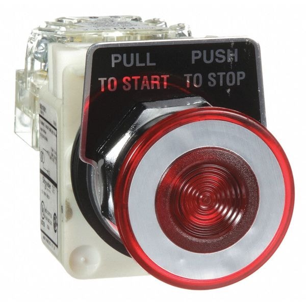 Botón pulsador iluminado Schneider Electric, 30 mm, 1NA/1NC, Rojo - 9001KR9P1RH13