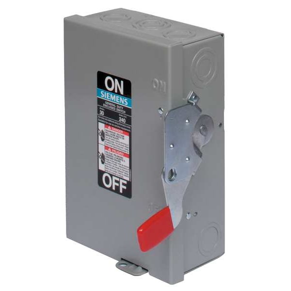 Interruptor de seguridad con fusible Siemens, deber general, 240V AC, 3PST, 200 A, NEMA 1 - GF324N.