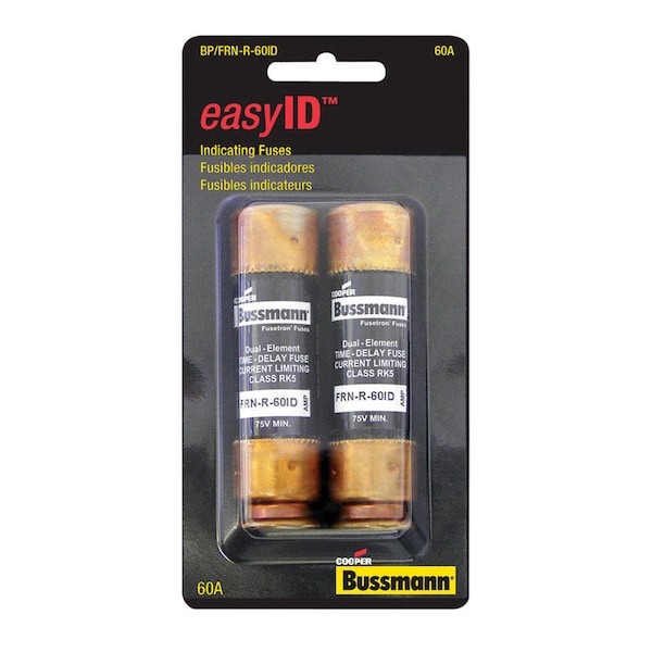 Eaton Bussmann Midget Fuse, FRN-R Series, Time-Delay, 60A, 250V AC, 20kA DC - BP/FRN-R-60ID