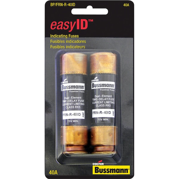 Eaton Bussmann Midget Fuse, FRN-R Series, Time-Delay, 40A, 250V AC, 20kA DC - BP/FRN-R-40ID