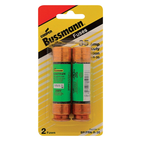 Eaton Bussmann Midget Fuse, FRN-R Series, Time-Delay, 35A, 250V AC, 20kA DC - BP/FRN-R-35