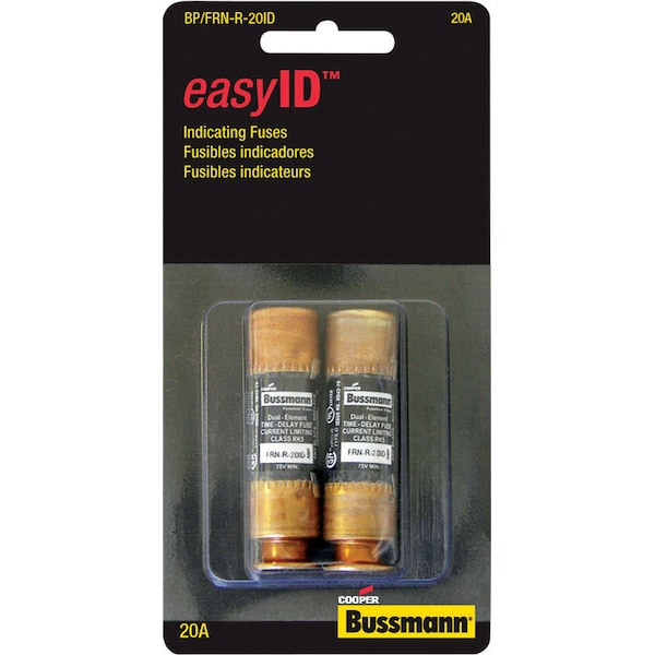 Eaton Bussmann Midget Fuse, FRN-R Series, Time-Delay, 20A, 250V AC, 20kA DC - BP/FRN-R-20ID