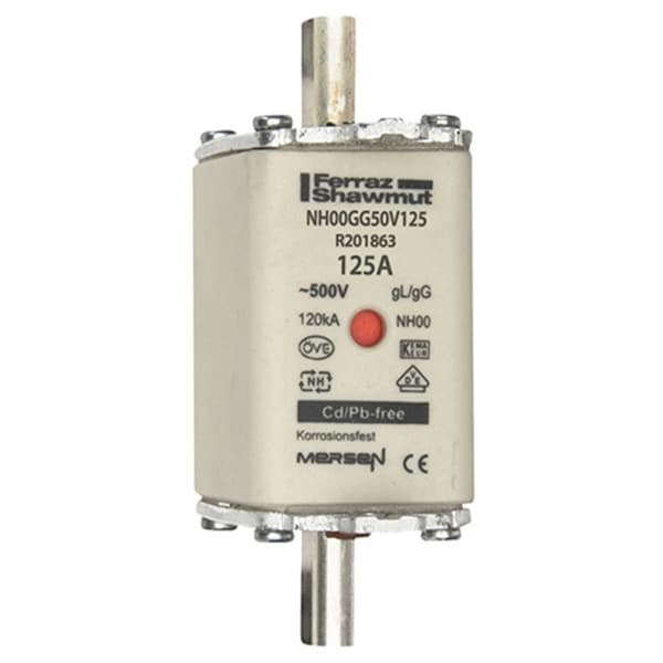 Mersen Fuse Link, R2 Series, 125A, Time-Delay, 500V AC, Square - R201863