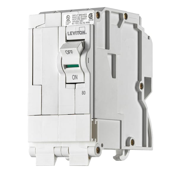 Leviton Circuit Breaker, 80A, 2 Pole, 120/208/120/240V AC, 10kA - LB280
