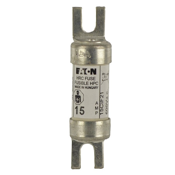Eaton Bussmann Ceramic Fuse, CIF21 Series, Time-Delay, 15A, 600V AC, 200kA at 250V DC, 200kA at 600V AC - 15CIF21