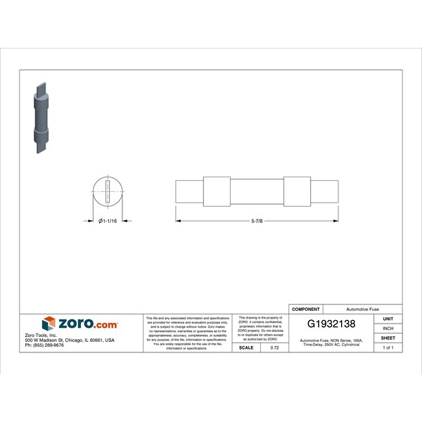 Eaton Bussmann Automotive Fuse, NON Series, 100A, 125V DC, Non-Indicating - BP/NON-100