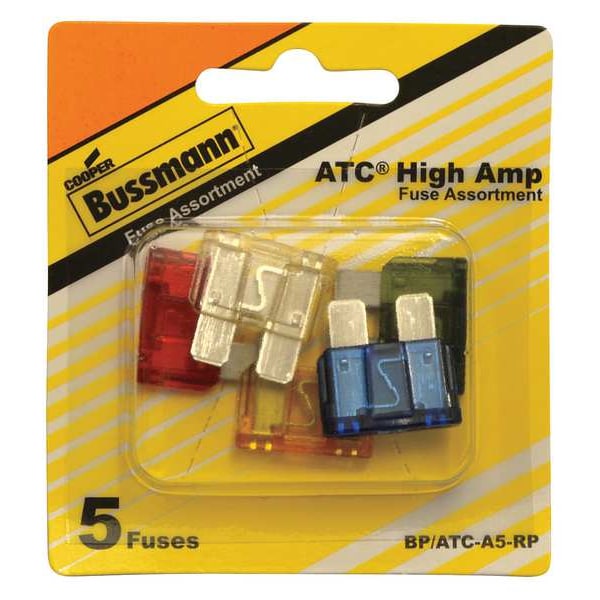 Eaton Bussmann Automotive Fuse Kit, ATC Series, 5 Fuses Included, No Fuse Class Class, 10 to 30A, Not Rated - BP/ATC-A5-RP