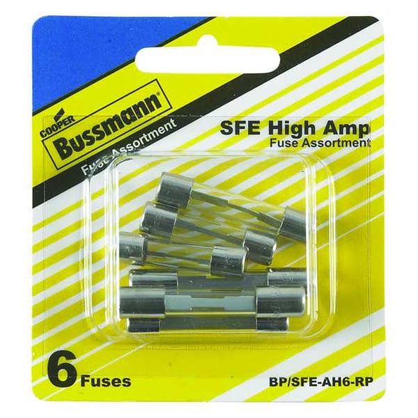 Eaton Bussmann Glass Fuse Kit, SFE Series, 6 Fuses Included, 14 to 30A, 32V AC - BP/SFE-AH6-RP