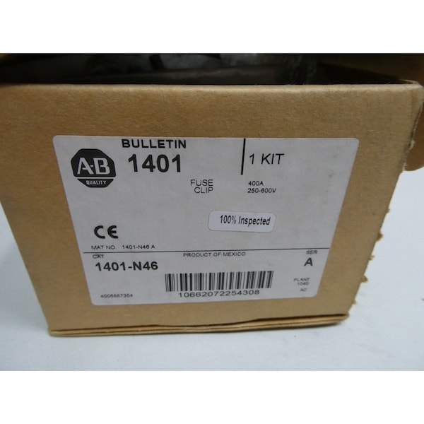 Allen Bradley Fuse Clip Kit, 400A, 250 to 600V AC - 1401-N46