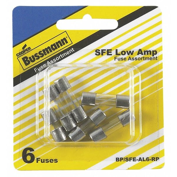 Eaton Bussmann Glass Fuse Kit, SFE Series, 6 Fuses Included, 4 to 9A, 32V AC - BP/SFE-AL6-RP