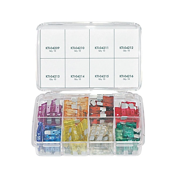 K-Tool International Automotive Fuse Kit, ATO Series, 80 Fuses Included, 3 to 30A, Not Rated - KTI00021
