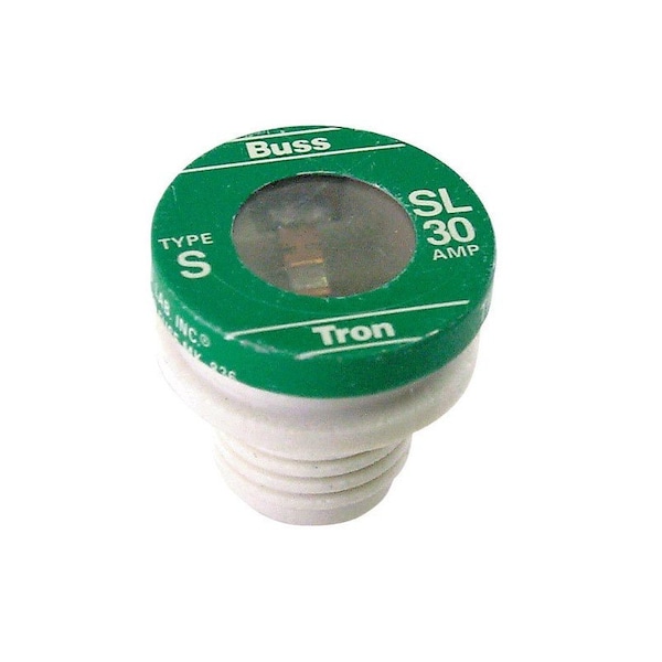 Eaton Bussmann Plug Fuse, SL Series, Time-Delay, 30A, 125V AC, Indicating, 10kA at 125V AC, 3 PK - BP/SL-30