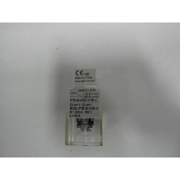 Stahl Plug Fuse, Fast-Acting, 1A, 250V AC, 5 PK - 8560/51-4181 149161