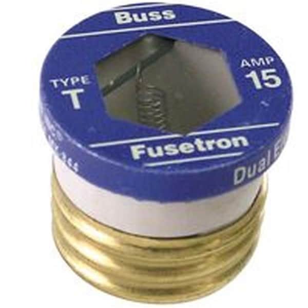Eaton Bussmann Plug Fuse, Time-Delay, 15A, 125V AC, 10kA at 125V AC - BU385238
